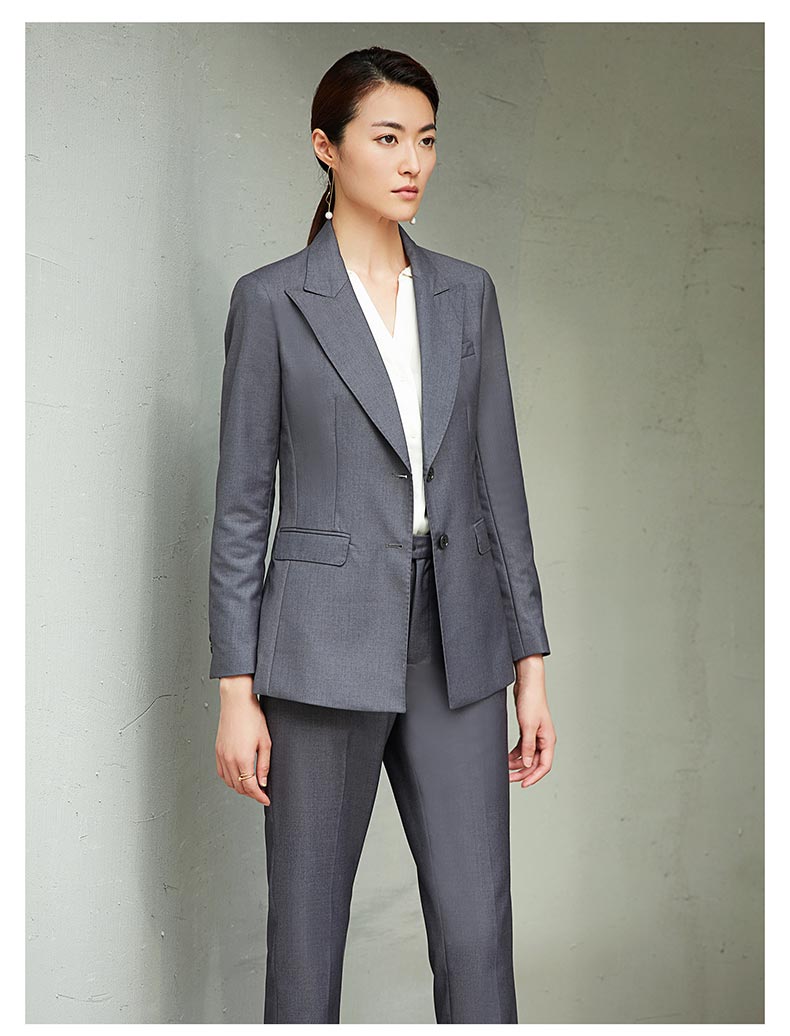 女士灰色兩粒扣西服定制圖片